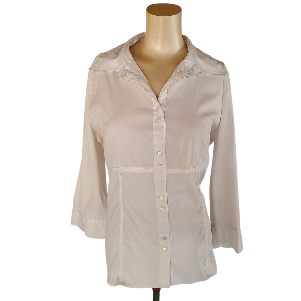 Fred David White Button Front Blouse XL | 3/4 Sleeve Career Ready